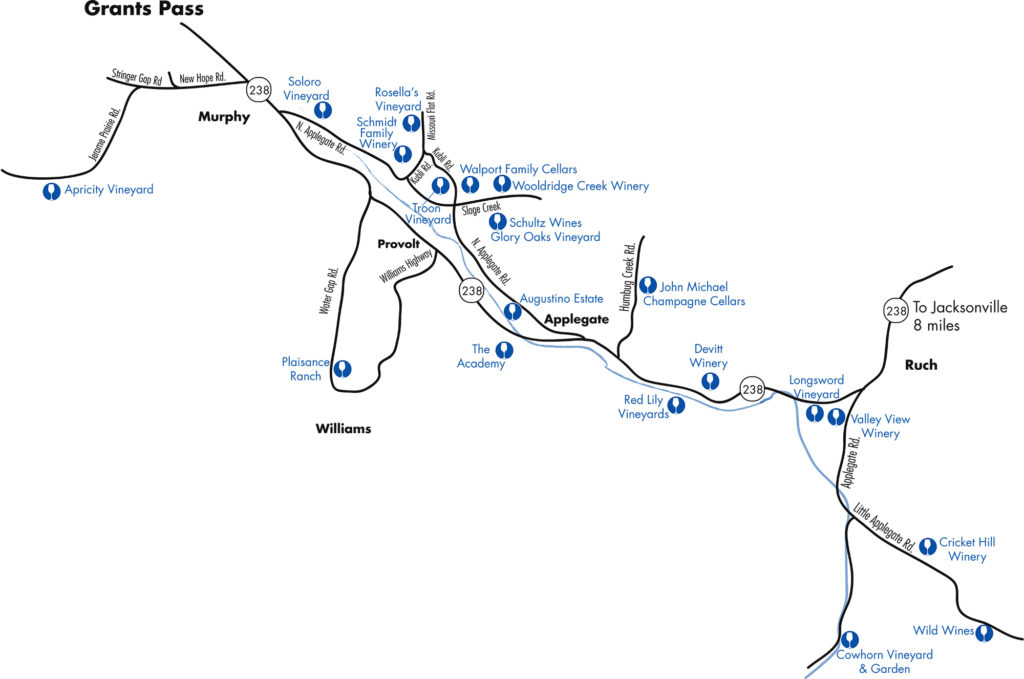 Map – The Applegate Wine Trail | 19 Wineries in Southern Oregon